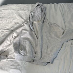 Garage Light Heathered Gray Zip-Up Crop Sweater